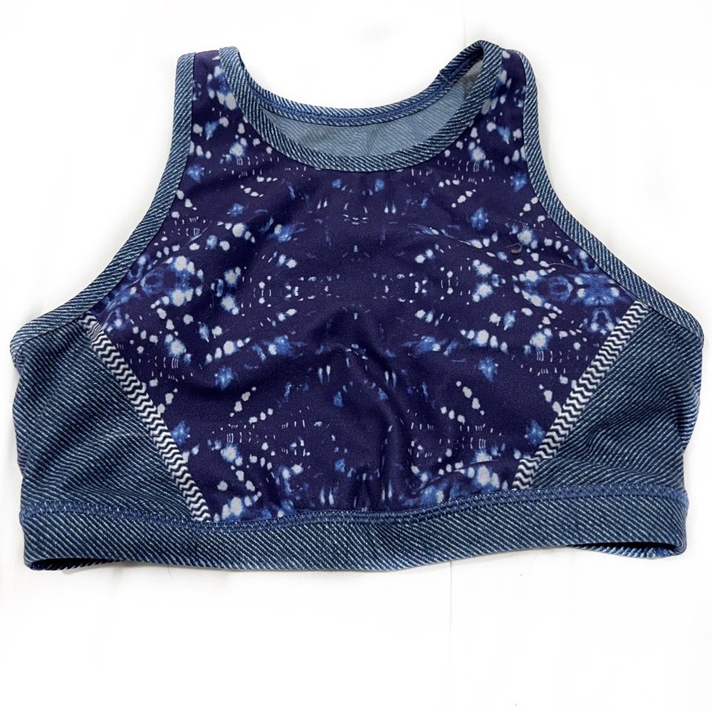 WITH Sports Bra High Neck Mesh Open Back Blue